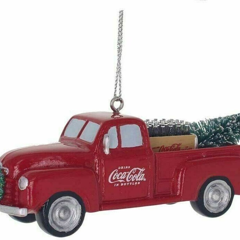 NWT Kurt Adler Coca-Cola® Vintage Red Truck Ornament-tree-bottles-green-silver